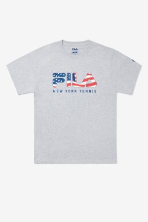 FILA Nyc Flag Tee Shirts Grey,Mens Tennis | CA.YSCPMN128